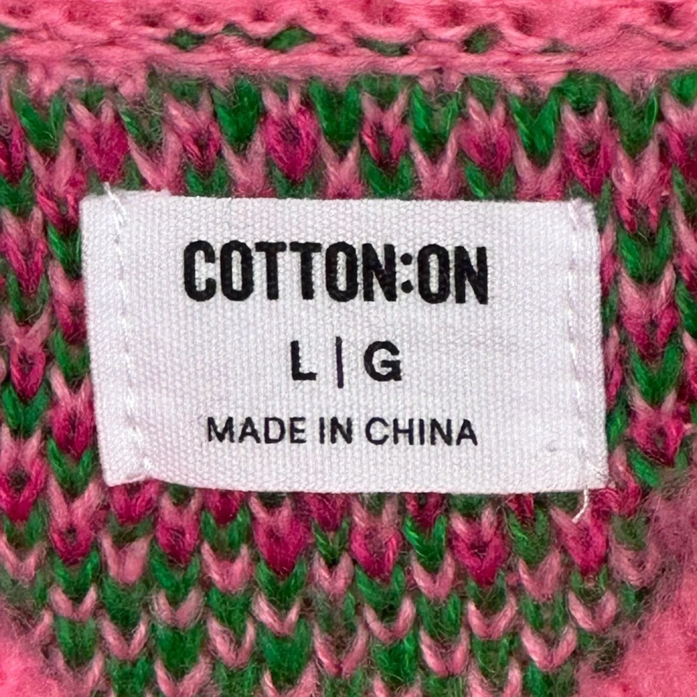 Cotton On Crew Neck Sweater Fair Isle Print Pink Green Boho Barbie Coquette Sz L - Picture 3 of 7